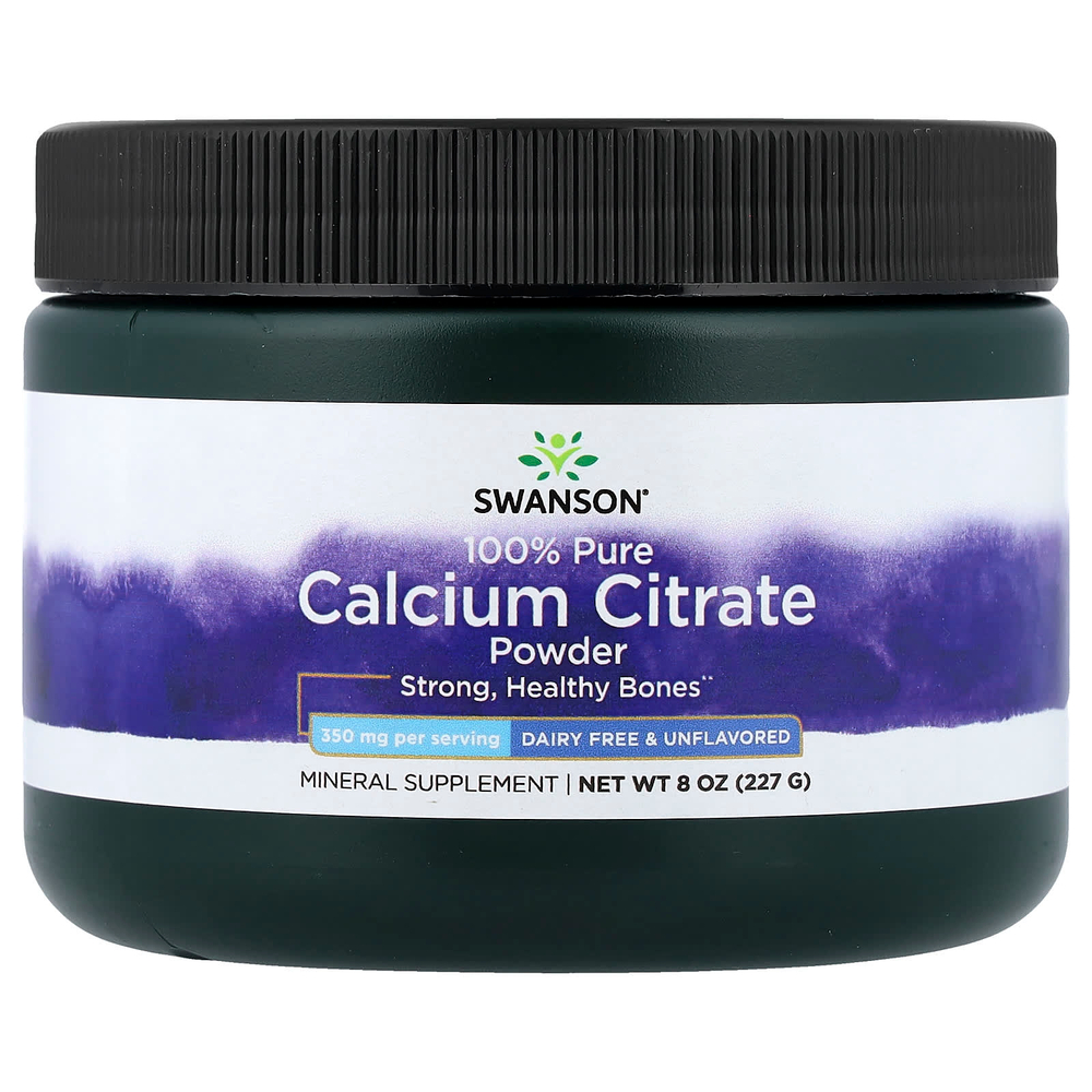 Swanson, 100% чистый цитрат кальция в порошке, без добавок, 227 г (8 унций)