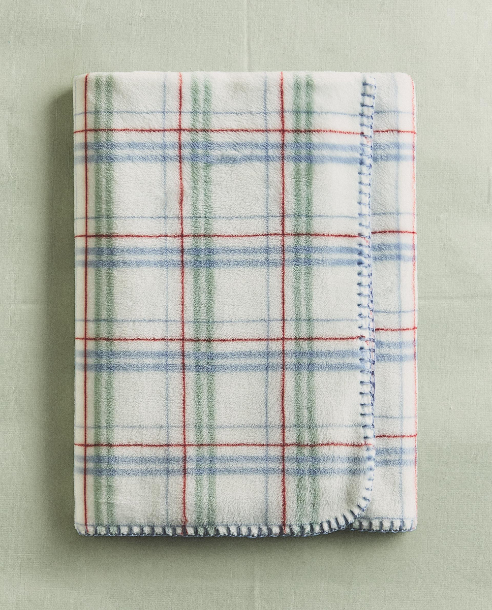 Zara Home плед детский из полиэстера, синий, в клетку, 70x100 см