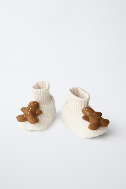 ZARA ДОМАШНИЕ ТАПОЧКИ GINGERBREAD, ЭКРЮ