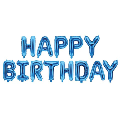 Набор шаров-букв «Happy Birthday» в синем цвете