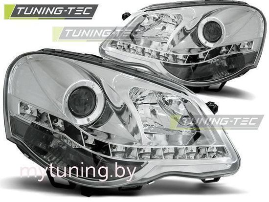 Передние фары VW Polo 4 9N3 daylight chrome