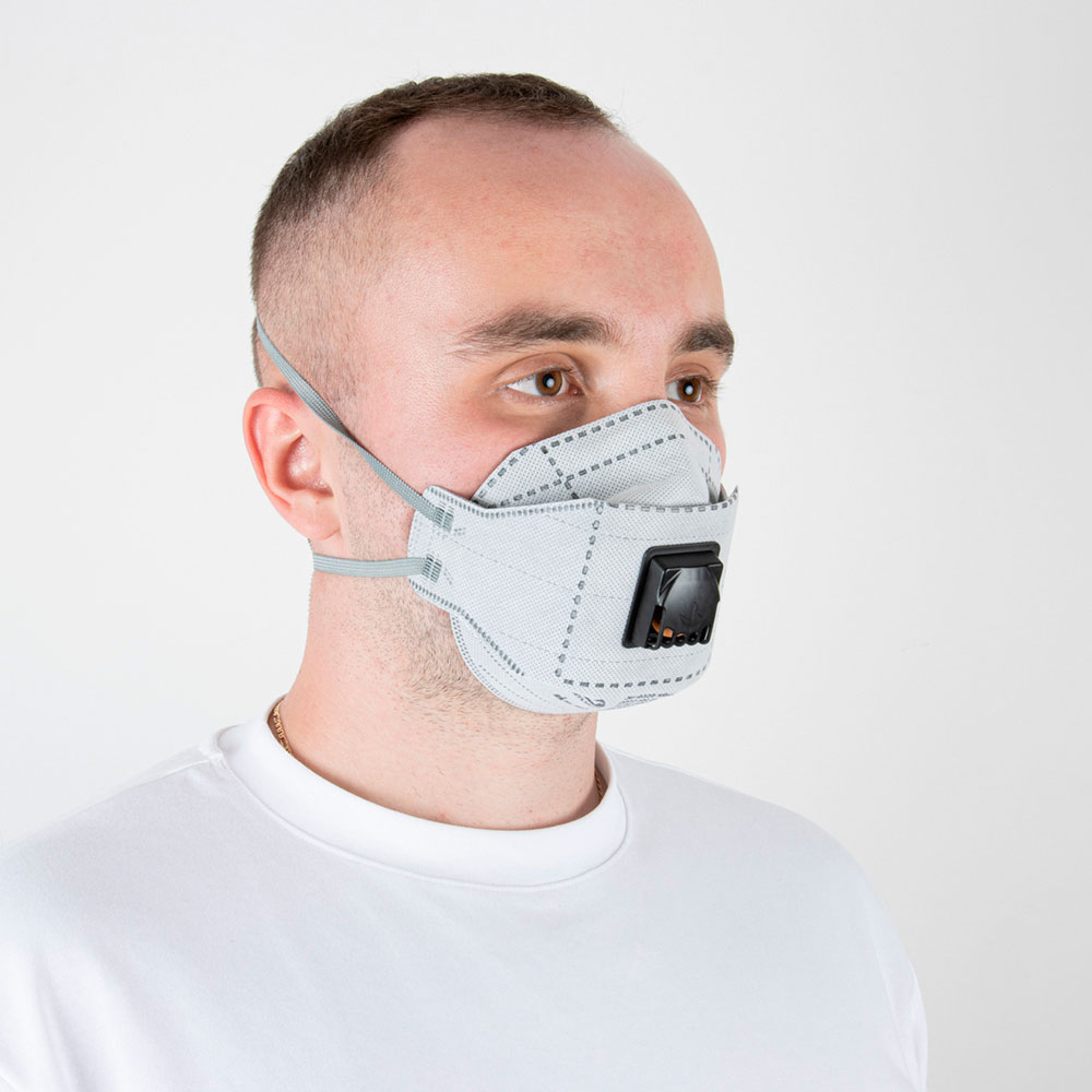 JETAPRO Полумаска Mircon Flex противоаэрозольная с клап., с уголь. слоем, трехпанель., FFP2