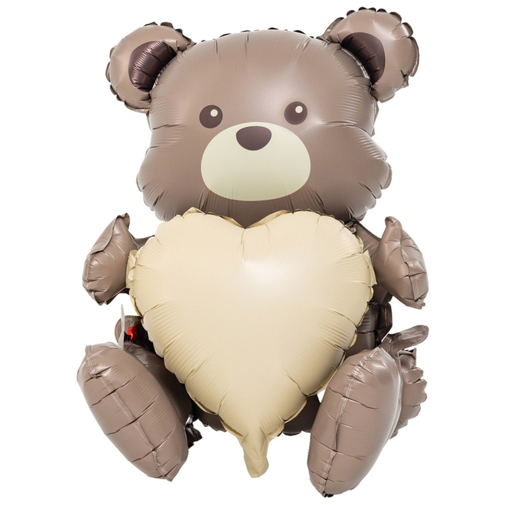 Шар Фольгированный Мишка с сердцем (Коричневый)