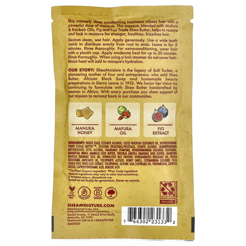 SheaMoisture, маска для волос, с медом манука с маслом мафуры, интенсивное увлажнение, 57 г (2 унции)