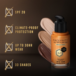 Max Factor Facefinity All Day Flawless - Долговечная тональная основа SPF 20, 30 ml