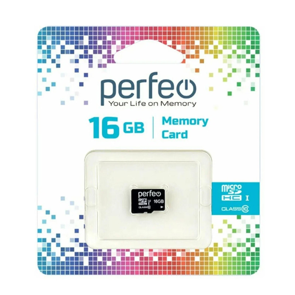 Карта памяти Perfeo MicroSDHC 16Gb Class 10 RTL, без адаптера