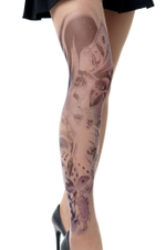 Колготки +size с принтом в виде девушки в казино (Размер: XL-XXL-XXXL) (Цвет: бежевый)