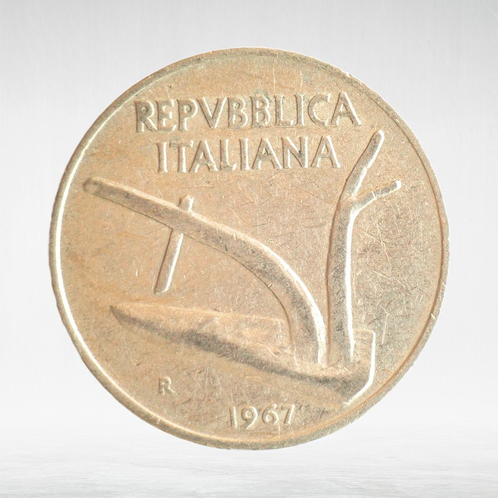 Italy 10 Lire 1967 R, VF