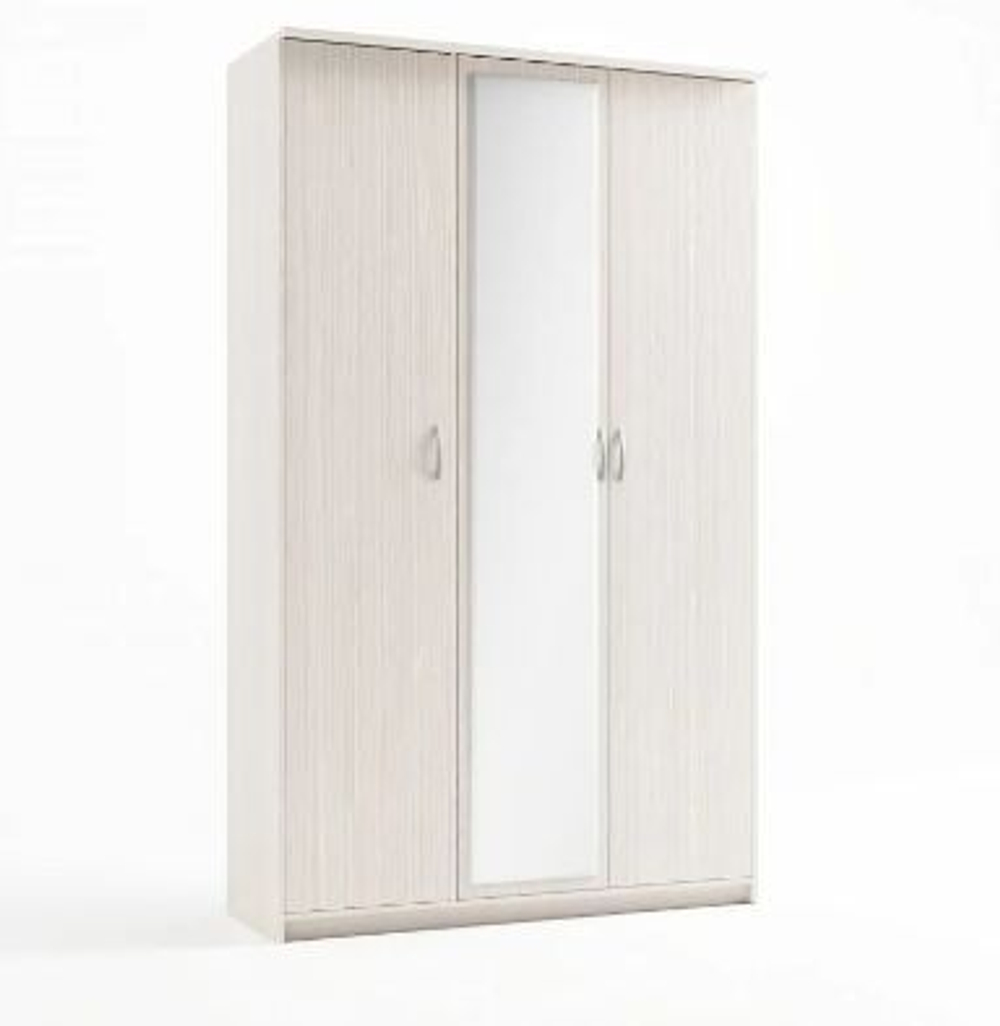 Шкаф 3-х створчатый Дуэт Люкс с зеркалом Бодега белая