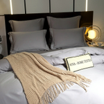 Комплект постельного белья Однотонный Сатин Премиум широкий кант на резинке OCPKR028