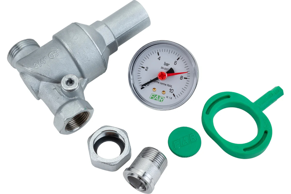 Редуктор хром. 3/4" (ВР-НР), с манометром