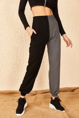 Qadın üçün iki rəngli şalvar 10401008 (boz-qara)