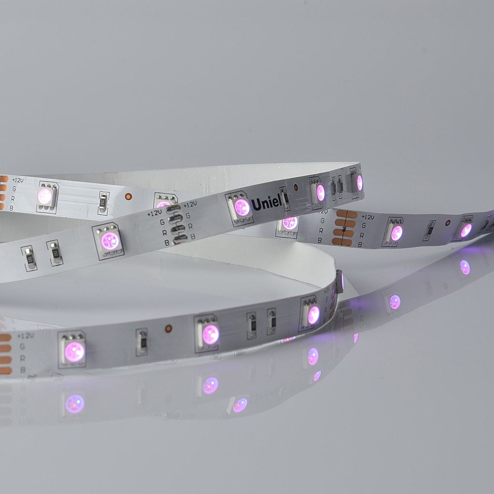 ULS-M22-5050-30LED-m-10mm-IP20-DC12V-7.2W-m-5M-RGB PROFI Гибкая светодиодная лента на самоклеящейся основе. Катушка 5м. в герметичной упаковке. RGB. ТМ Uniel.