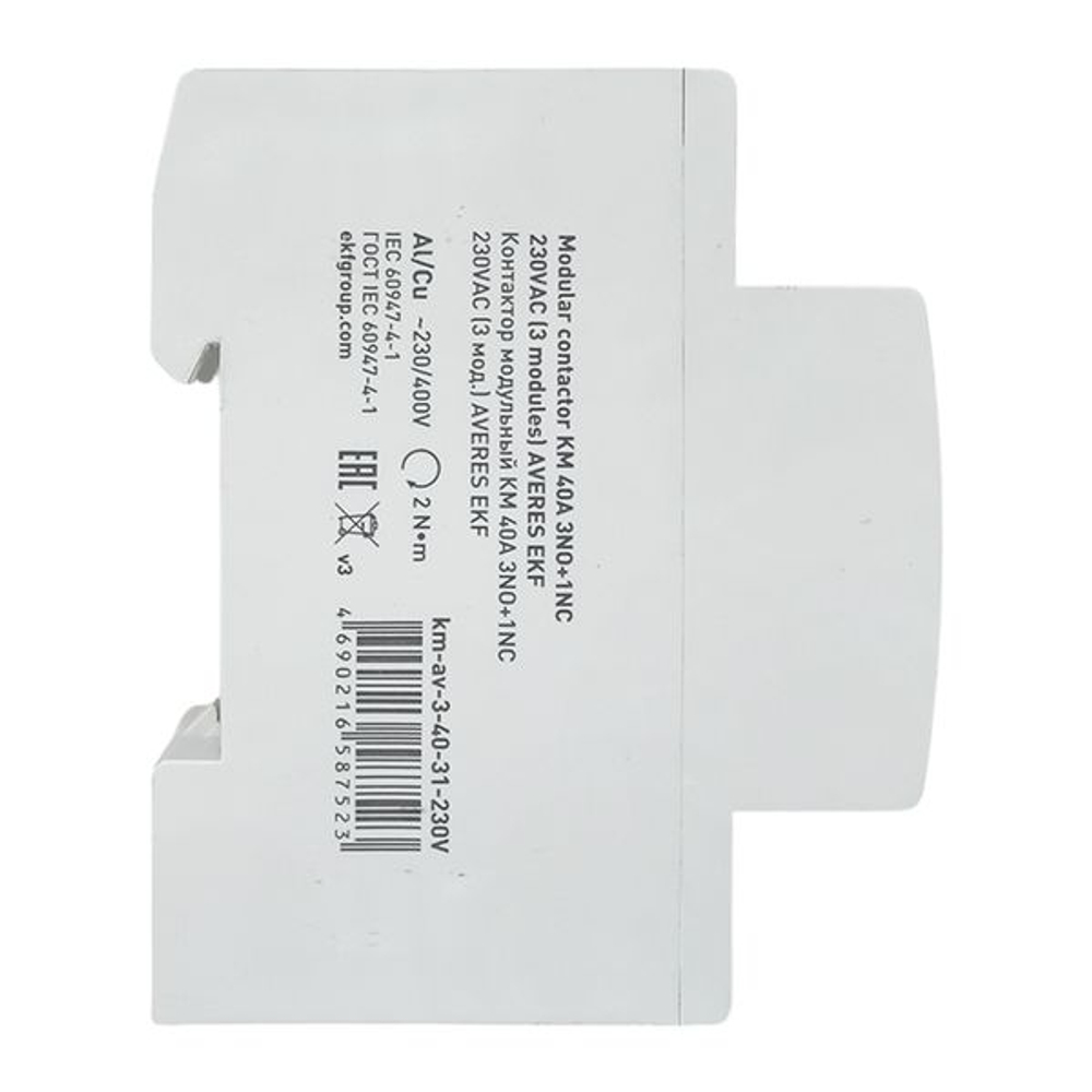 Контактор модульный КМ 40А 3NO+1NC 230В АС (3 мод.) AVERES EKF