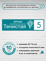Адресная табличка на дом с деревом, 60х16 см.