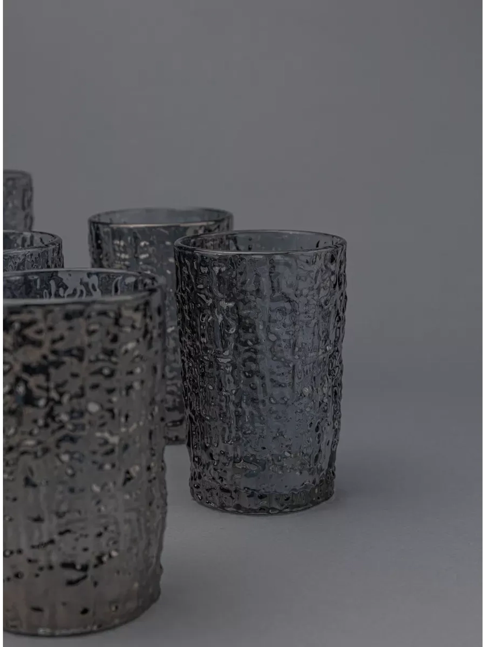 Набор стаканов с рельефным узором, 240 мл. 6 шт. Серые