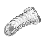 Прозрачная насадка-удлинитель с пупырышками, усиками и вибропулькой - 14 см.