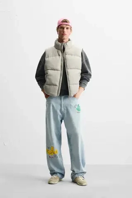 ZARA СТЕГАНЫЙ ЖИЛЕТ, ПЕСОЧНЫЙ