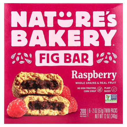 Nature's Bakery, Инжирный батончик, малина, 6 двойных пакетиков по 57 г (2 унции)