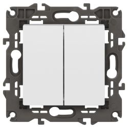 14-1104-01 ЭРА Выключатель двойной, 10АХ-250В, IP20, Эра Elegance, белый | Elegance Белый