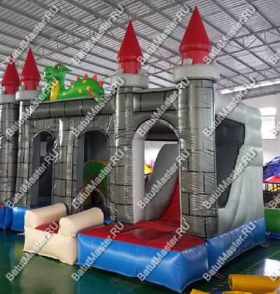 Коммерческий надувной батут "Драконий замок", размер 4*4*4 м