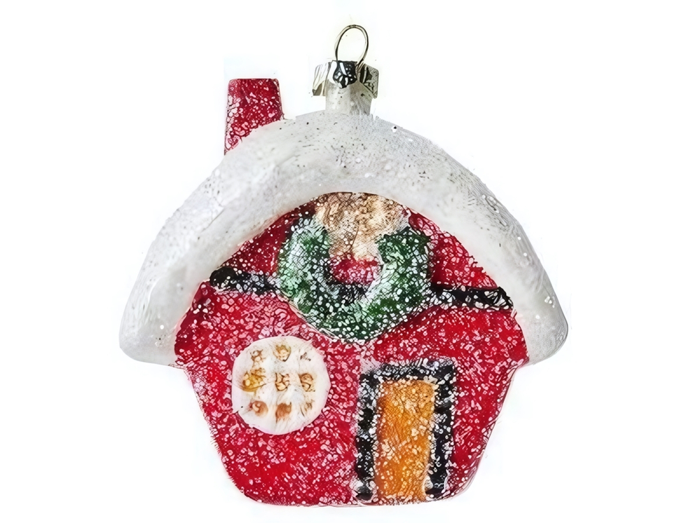 Елочное украшение Домик 8 см, пластик