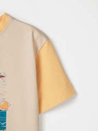 Футболка оверсайз "Крем-брюле/Абрикос" с принтом