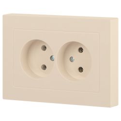 Розетка Intro Accent 6-204-02 2х2P, 16А-250В, IP20, СУ, AL/CU, слоновая кость