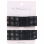 Зажимы для волос 2шт «KRASA - Aks», стразы, прямоугольник, цвет черный, 8*2,5см