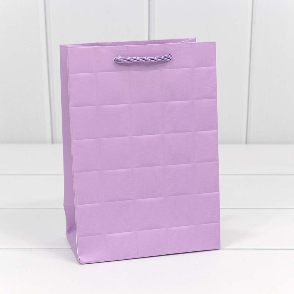Пакет подарочный 14х20х8см "Квадраты" (Сиреневый)