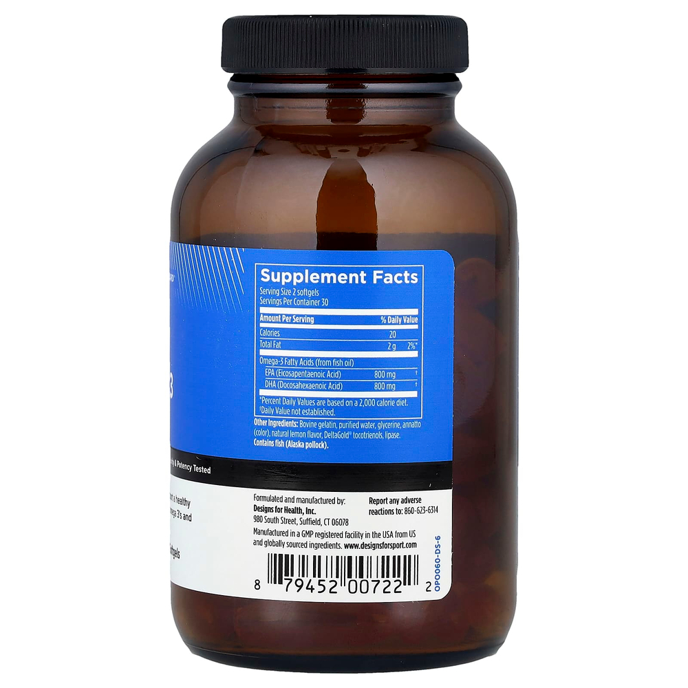 Designs For Health, Design For Sport®, Omega 3 Hi-Po, 60 мягких таблеток