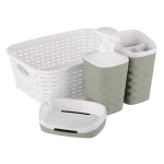 Набор для ванной комнаты Reef 4 предмета (серо-зеленый) (комплект 8 шт)