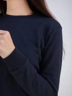 Свитшот без начеса и капюшона однотонный стильный, хлопок