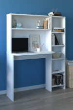 Стол рабочий с полками для книг 120х140 - белый