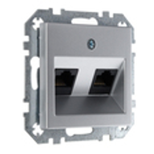 Розетка компьютерная RJ45 двойная LIREGUS EPSILON IKL-002-01.E/Mt алюминий
