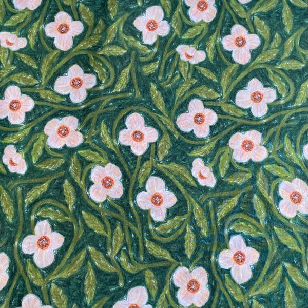 МАЛЬВА НА ЗЕЛЕНОМ, 100% хлопок, Handmade Fabrics 1