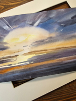 Картина акварельная авторская в паспарту 21х30 см на стену для интерьера "Танец света"