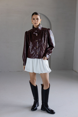 Юбка из шелка баллон мини молочная