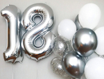 Воздушный шар (40''/102 см) Цифра, 1, Серебро
