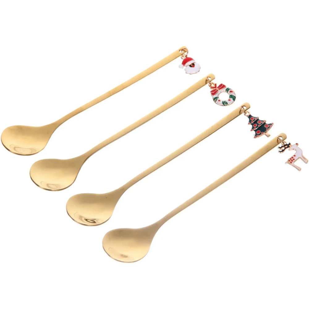 Набор чайных ложек 4шт «Новогодние символы» в подарочной коробке, цвет золото