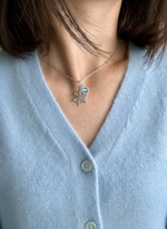 Колье Снежинка с голубым топазом