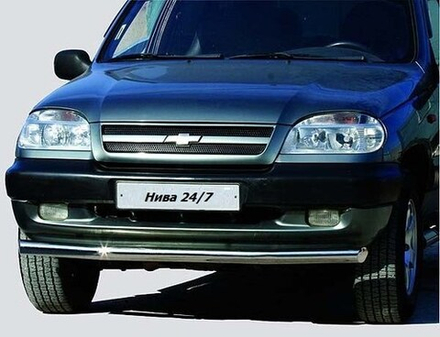 Защита переда «Труба» (Ø=63,5 мм) Chevrolet Niva (- 03.2009) (нержавеющая сталь)