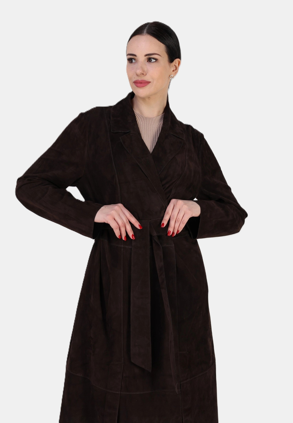 Кожаный плащ длинный, пальто длинное замшевое