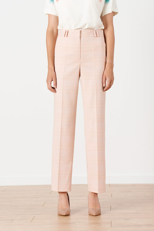 31139 Брюки женские (персиковый клетка)