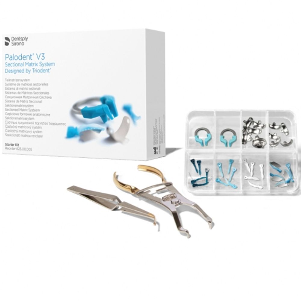 PALODENT PLUS V3 Starter Kit-Матрицы Набор (20 матриц -15 х 5,5мм, 5х 4,5 мм, 15 клиньев,2 кольца,щипцы,пинцет)