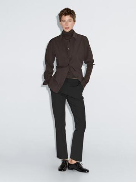 Massimo Dutti Брюки прямого кроя из высокотехнологичной ткани, черный