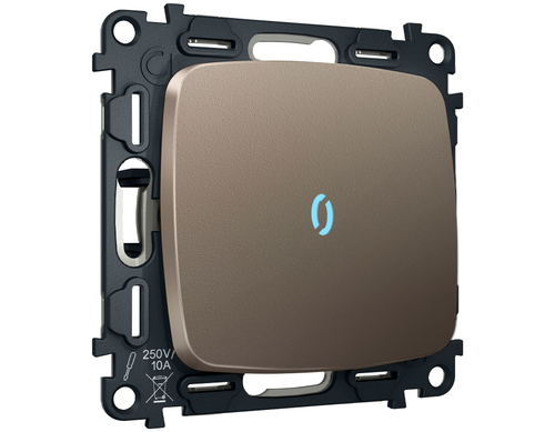 MO632040 Комплект механизма 1-кл проходного выключателя с подсветкой 10000K OMEGA Темная бронза матовый QUANT (OP6320, VM105, G29B)