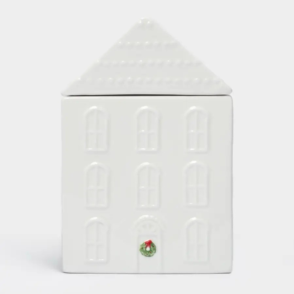 Емкость для хранения домик с венком керамика 690 мл 10*17 см