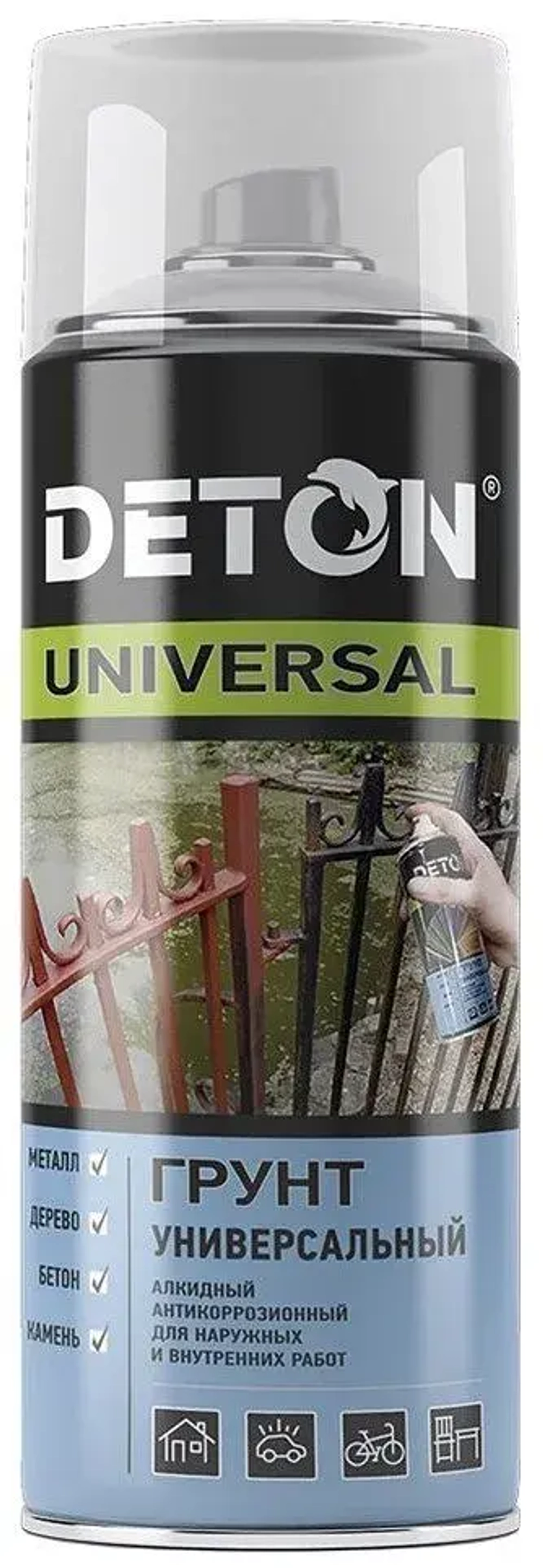 DETON UNIVERSAL  Аэрозольная грунтовка алкидная атмосферастойкая Белая 520мл