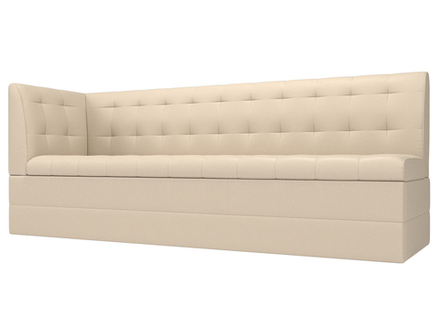 Диван кухонный прямой Бриз с углом слева, Бежевый, Экокожа, 100386L